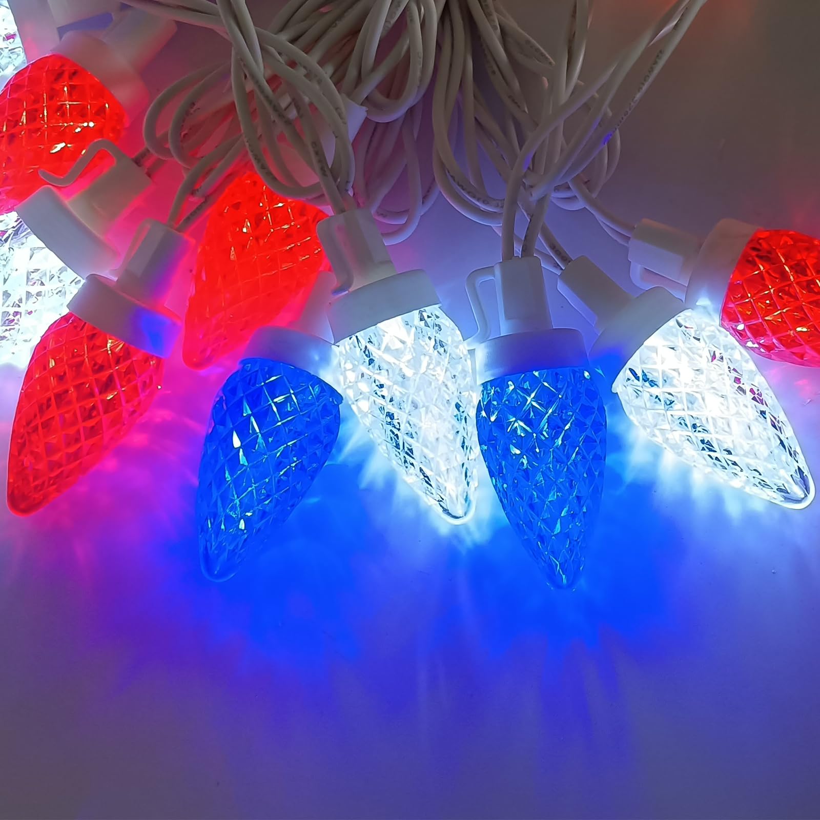 Red White and Blue Lights 25Ft C7 LED Patriotic String Light 25